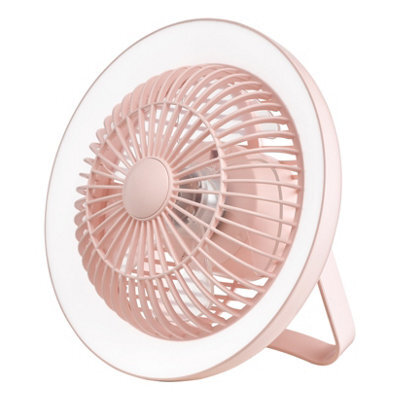 DAR Turbo Rechargeable Desk Fan With Lamp Pink Led - image 1