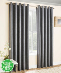 Enhanced Living Vogue Grey Silver 90 X 72 Inch (229X183Cm) Eyelet Thermal Noise Reducing Dim Out Curtains (Pair)