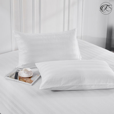 Neel Blue 300Tc White Satin Stripe Pillowcases With Zip Closure, 50Cm X 75Cm, Pack Of 2 - image 1