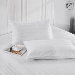 Neel Blue 300Tc White Satin Stripe Pillowcases - 50Cm X 75Cm, Pack Of 2