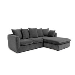 Abakus Direct Lucas Water Repellent Velvet Chenille Right Facing Corner Sofa In Dark Grey - thumbnail 3