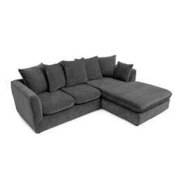 Abakus Direct Lucas Water Repellent Velvet Chenille Right Facing Corner Sofa In Dark Grey - thumbnail 4