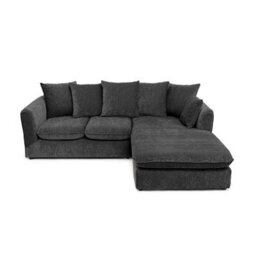 Abakus Direct Lucas Water Repellent Velvet Chenille Right Facing Corner Sofa In Dark Grey - thumbnail 2