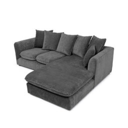Abakus Direct Lucas Water Repellent Velvet Chenille Right Facing Corner Sofa In Dark Grey - thumbnail 5