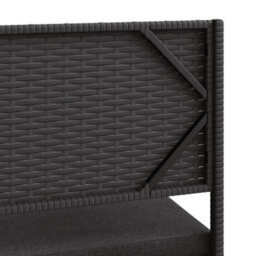 Berkfield Garden Sofa With Table And Cushions L-Shaped Black Poly Rattan - thumbnail 7