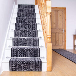 Afrikans Black Stair Runner Carpet Runner Rug - thumbnail 5