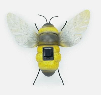 Solar Powered Bumble Bee Ornament Garden Fence Gate Wall Light Outdoor Lighting - image 1