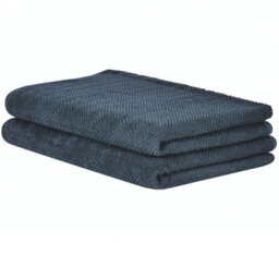 Beliani Set Of 2 Towels Mitiaro Terry Cotton Dark Blue - thumbnail 4