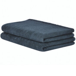 Beliani Set Of 2 Towels Mitiaro Terry Cotton Dark Blue - thumbnail 1