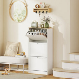 Wyld Haus Lone Wooden Compact 3-Drawer White Shoe Cabinet - Narrow Hallway Storage, 60 X 23.5 X 115 Cm - thumbnail 3