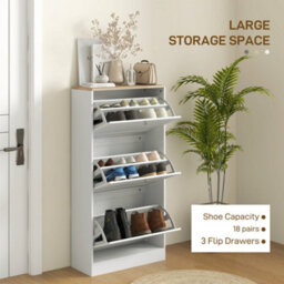Wyld Haus Lone Wooden Compact 3-Drawer White Shoe Cabinet - Narrow Hallway Storage, 60 X 23.5 X 115 Cm - thumbnail 5