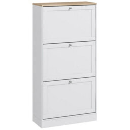 Wyld Haus Lone Wooden Compact 3-Drawer White Shoe Cabinet - Narrow Hallway Storage, 60 X 23.5 X 115 Cm - thumbnail 2