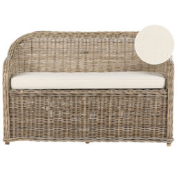 Beliani Garden Bench With Cushion Susua 141 Cm Rattan Natural