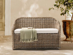 Beliani Garden Bench With Cushion Susua 141 Cm Rattan Natural - thumbnail 2
