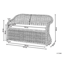 Beliani Garden Bench With Cushion Susua 141 Cm Rattan Natural - thumbnail 3