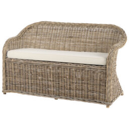 Beliani Garden Bench With Cushion Susua 141 Cm Rattan Natural - thumbnail 5