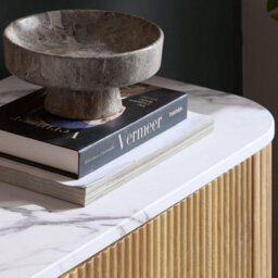 Birlea Kagu 3 Door Sideboard Fluted Ribbed Oak & Marble Effect - thumbnail 6