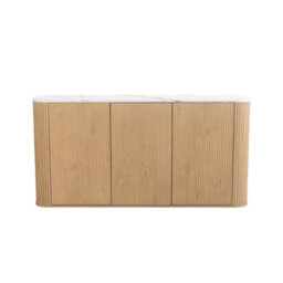 Birlea Kagu 3 Door Sideboard Fluted Ribbed Oak & Marble Effect - thumbnail 9