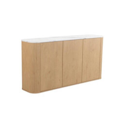 Birlea Kagu 3 Door Sideboard Fluted Ribbed Oak & Marble Effect - thumbnail 8
