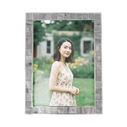 Happy Homewares Beautiful Grey Mother Of Pearl 5 X 7 Picture Frame With Nickel Trim - thumbnail 3