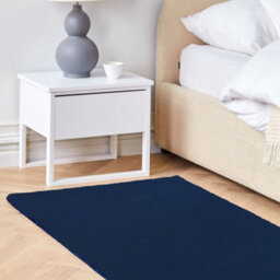Beliani Navy Viscose Rug 80 X 150 Cm, Hand-Tufted Low Pile, Modern Rectangular - thumbnail 2