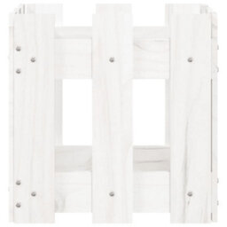 Berkfield Garden Planter With Fence Design White 30X30X30 Cm Solid Wood Pine - thumbnail 5