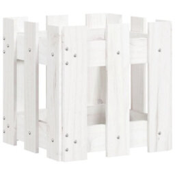 Berkfield Garden Planter With Fence Design White 30X30X30 Cm Solid Wood Pine - thumbnail 4