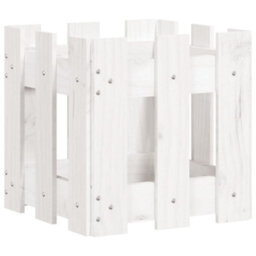 Berkfield Garden Planter With Fence Design White 30X30X30 Cm Solid Wood Pine - thumbnail 2