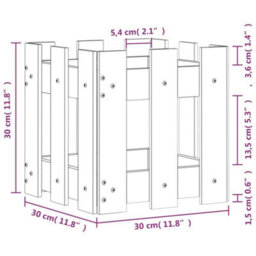 Berkfield Garden Planter With Fence Design White 30X30X30 Cm Solid Wood Pine - thumbnail 9