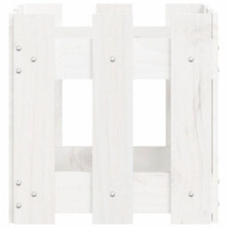 Berkfield Garden Planter With Fence Design White 30X30X30 Cm Solid Wood Pine - thumbnail 6