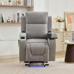 Cowley Electric Riser Recliner Chair With Massage, Heat And Cup Cooler - Light Grey - thumbnail 8