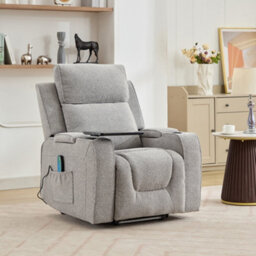 Cowley Electric Riser Recliner Chair With Massage, Heat And Cup Cooler - Light Grey - thumbnail 4