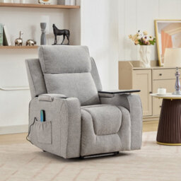 Cowley Electric Riser Recliner Chair With Massage, Heat And Cup Cooler - Light Grey - thumbnail 2