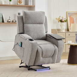 Cowley Electric Riser Recliner Chair With Massage, Heat And Cup Cooler - Light Grey - thumbnail 7