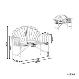 Beliani Garden Bench Cavinia 125 Cm Metal Pink - thumbnail 3