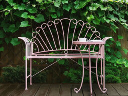 Beliani Garden Bench Cavinia 125 Cm Metal Pink - thumbnail 2