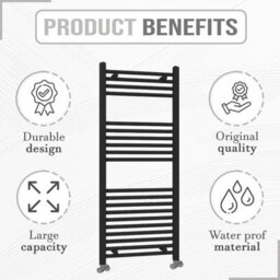 ARKO BATHROOM Arko Towel Radiator, Heated Towel Rails,wall Mounted Ladder Radiators 600X1200mm ,black - thumbnail 3