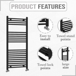ARKO BATHROOM Arko Towel Radiator, Heated Towel Rails,wall Mounted Ladder Radiators 600X1200mm ,black - thumbnail 2