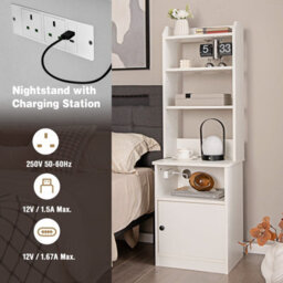 Gainoom 6-Tier Nightstand Bedside Tables Tall Night Stands W/5 Open Shelf - thumbnail 8