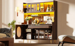 Matteo Brown Retro-Minimalist 5-Door Storage Cabinet With Led Lighting, Pegboard & Anti-Tip System, 145X39X171Cm - thumbnail 6