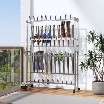 Walplus Shoe Rack With Wheels Silver 89X27X120 Cm - image 1