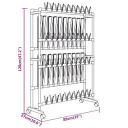 Walplus Shoe Rack With Wheels Silver 89X27X120 Cm - thumbnail 7