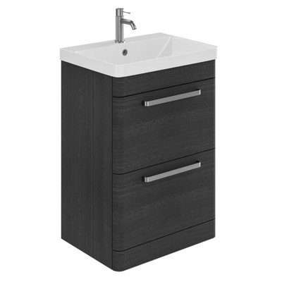 Plum&clay Emery Textured Black Floor Standing Bathroom Vanity Unit & Basin Set With Nickel Handles (W)50Cm (H)86Cm - image 1