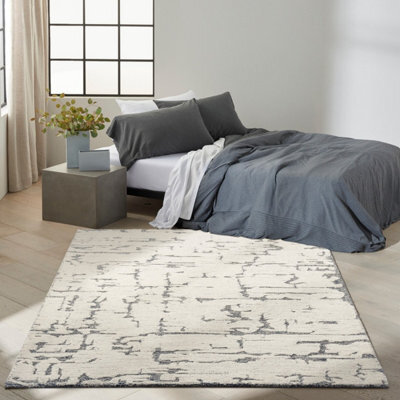 Blue Abstract Handmade Luxurious Modern Wool Rug For Bedroom & Living Room-259Cm X 351Cm