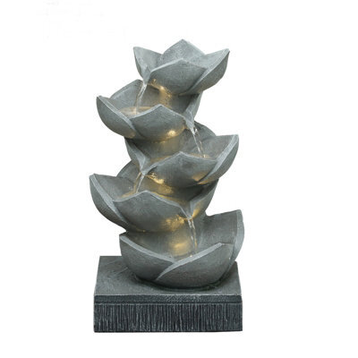 Outdoor Living UK Solar Lotus Leaf Contemporary Water Feature Without Cover