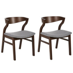 Beliani Set Of 2 Dining Chairs Maroa Wood Light Grey - thumbnail 1