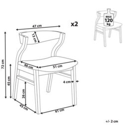 Beliani Set Of 2 Dining Chairs Maroa Wood Light Grey - thumbnail 3