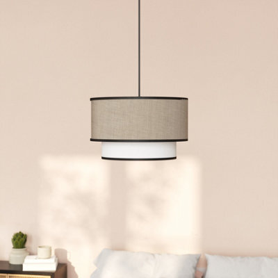 GoodHome Kinglet White, Natural & Black Round Lamp Shade (D)30Cm - image 1