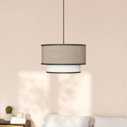 GoodHome Kinglet White, Natural & Black Round Lamp Shade (D)30Cm - thumbnail 1