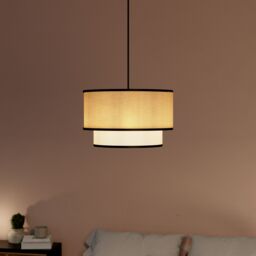 GoodHome Kinglet White, Natural & Black Round Lamp Shade (D)30Cm - thumbnail 8